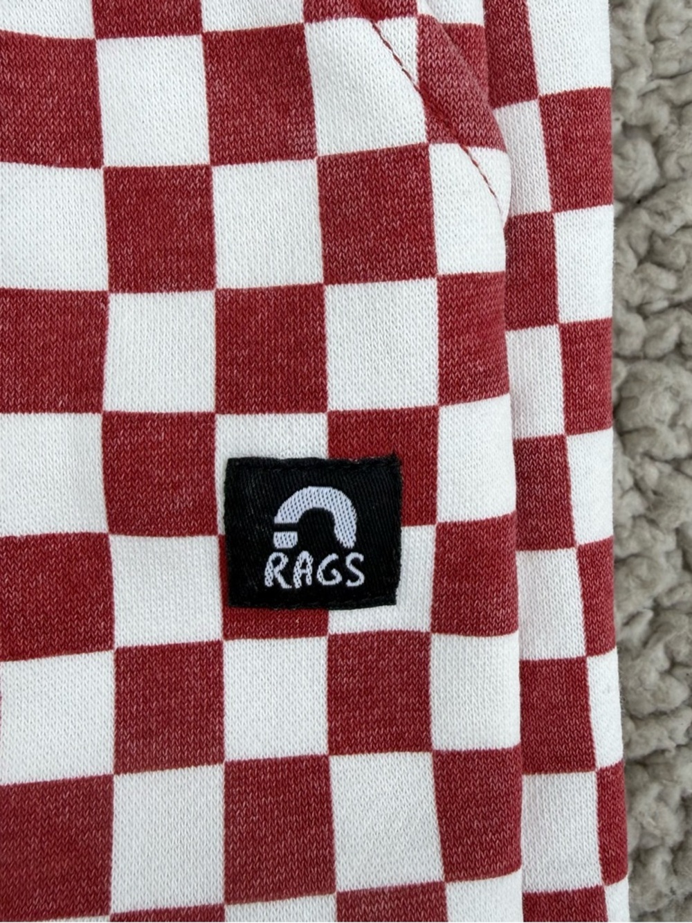 Rags apparel Red & White Checkered Joggers limited edition - Picture 3 of 5